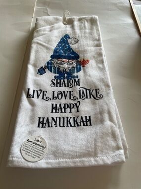 Hanukkah Blue Gnome Kitchen Towel - Live Love LAtke Design